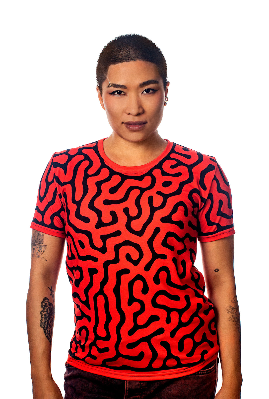 Red Vine T-Shirt, All-Over Pattern T-Shirt, Female, Front, Ade