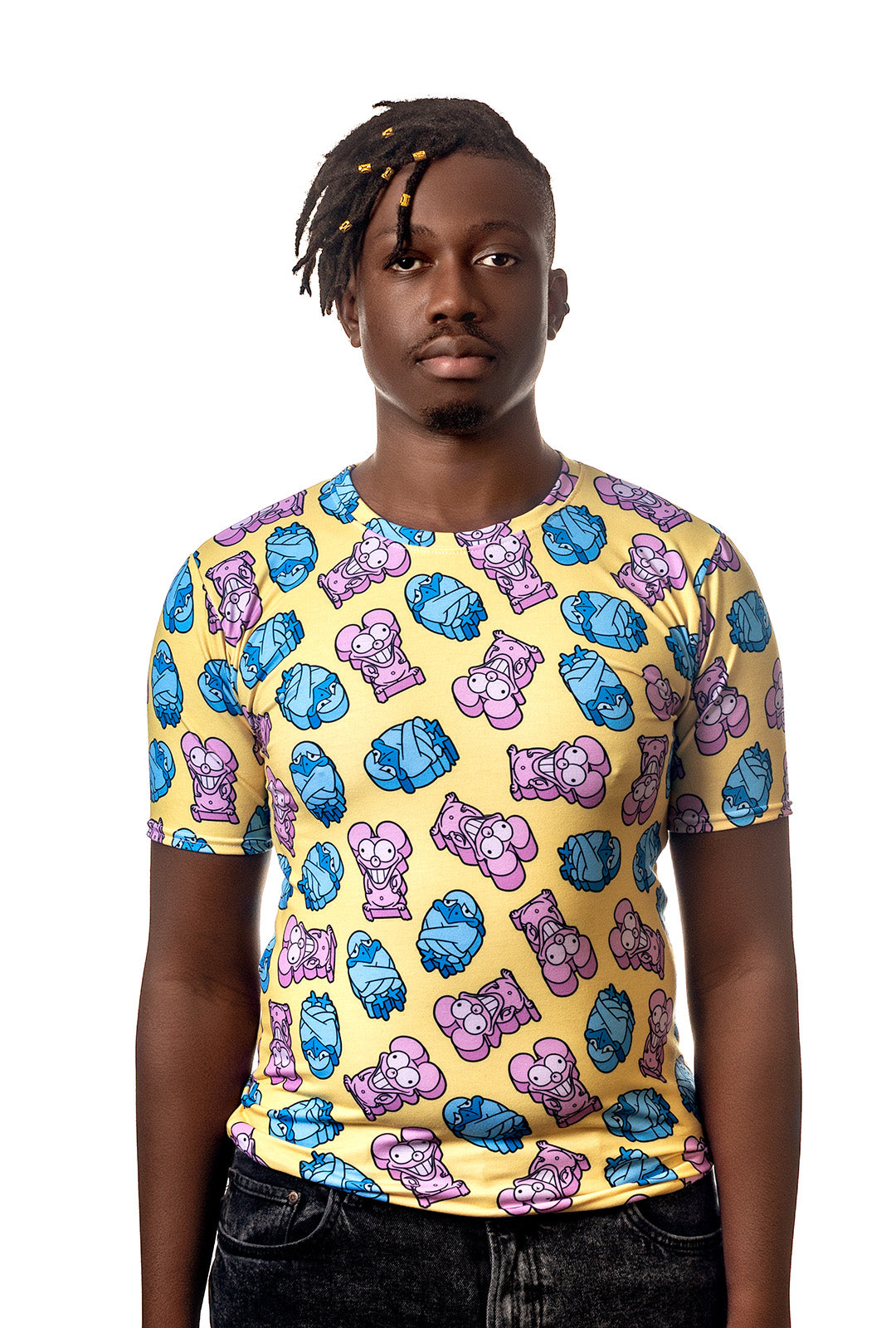 The Simpsons Chewable T-Shirt, All-Over Pattern T-Shirt, Male, Front, Nate