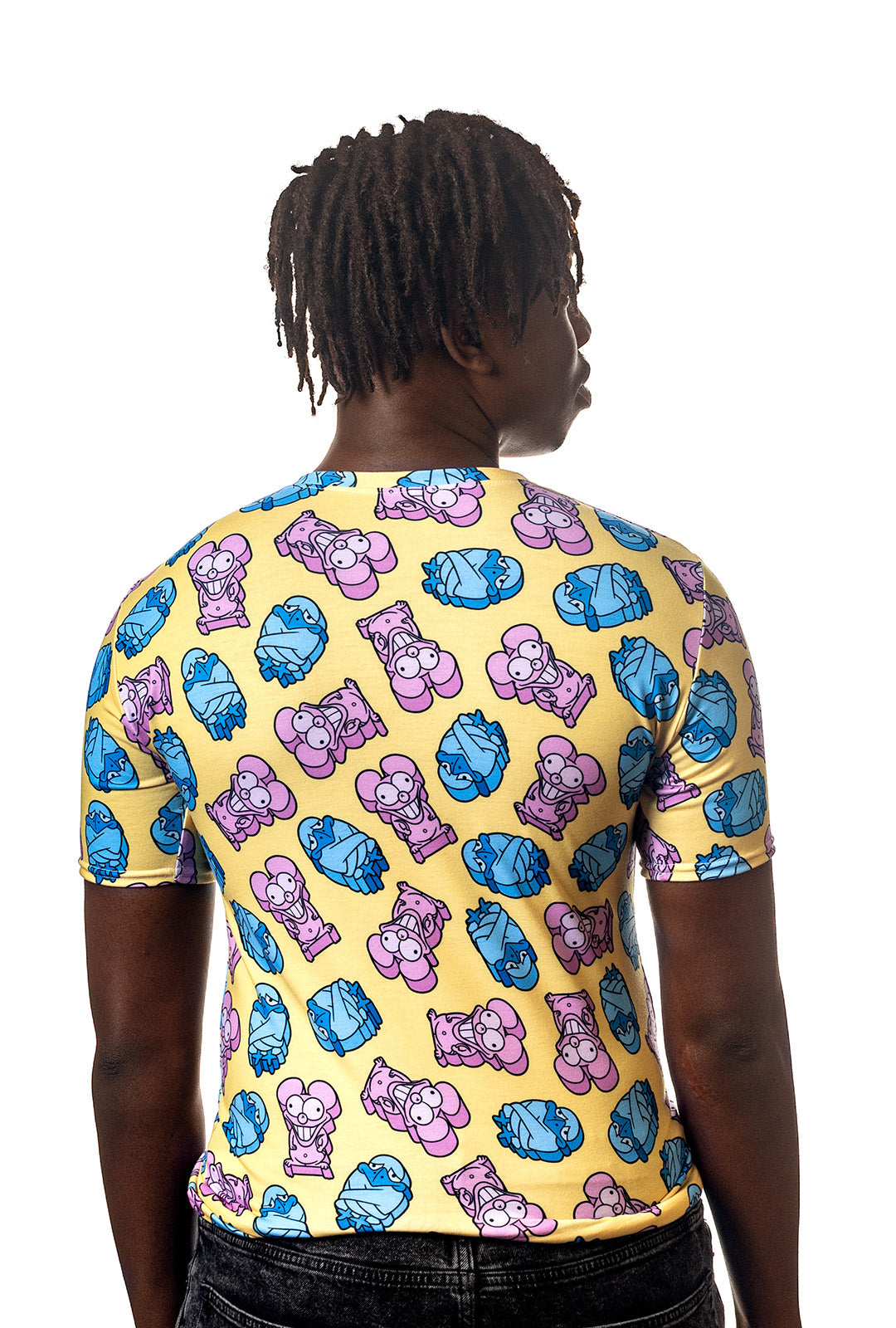 The Simpsons Chewable T-Shirt, All-Over Pattern T-Shirt, Male, Back, Nate