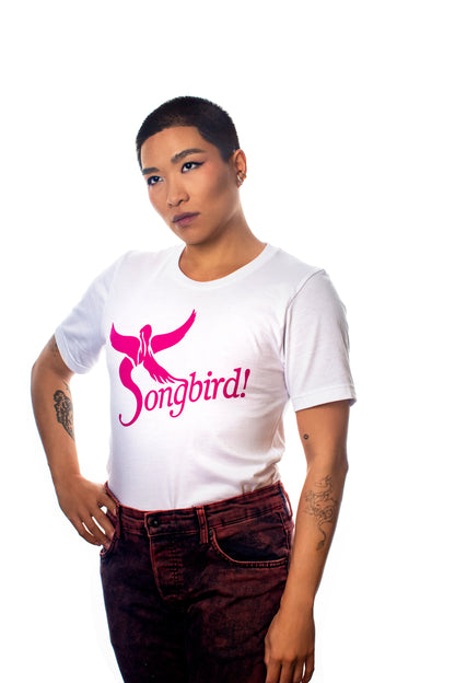 Songbird T-Shirt, Graphic T-Shirt, Unisex, Female, Angle, Ade